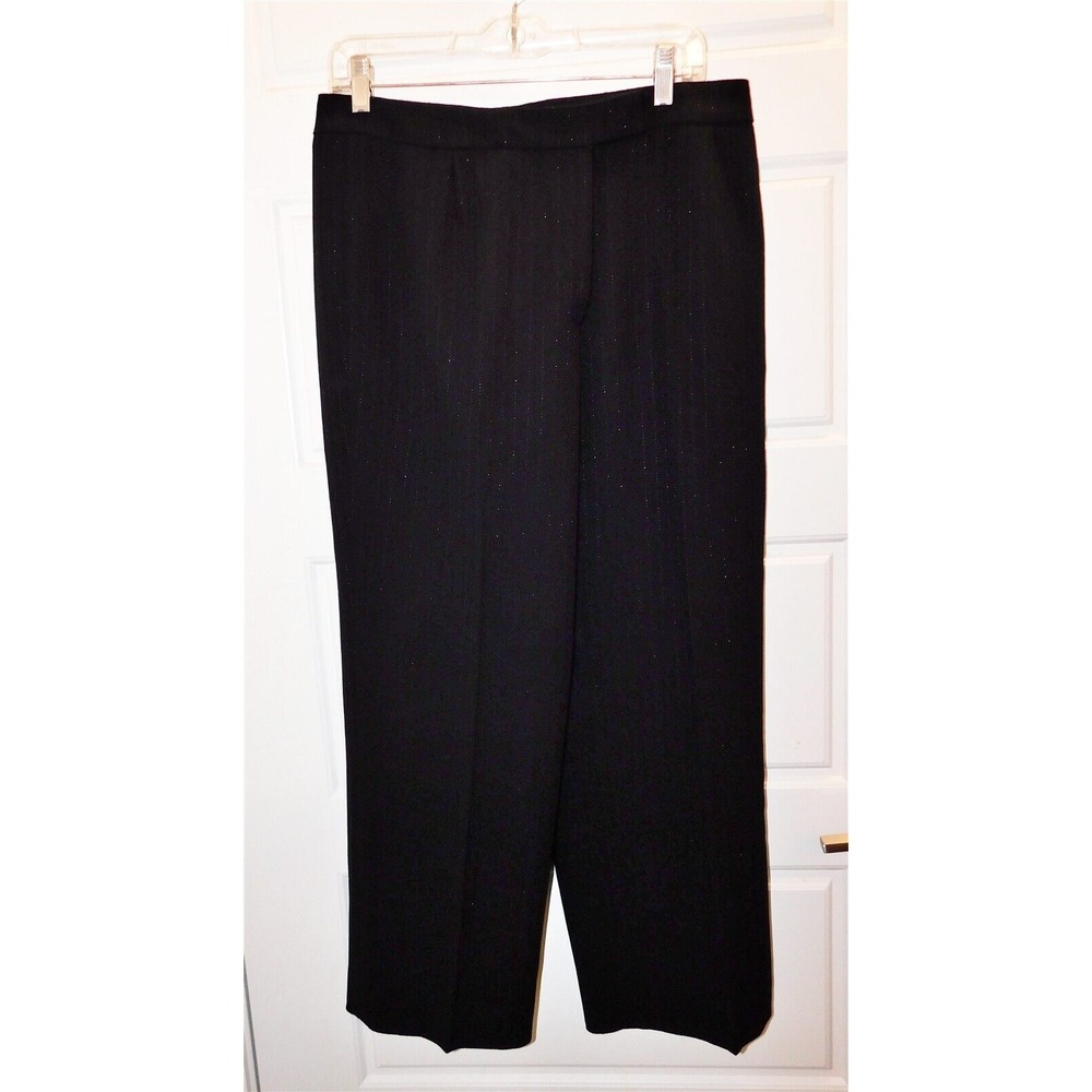 New Bill Burns Signature Italy Black Metallic Silver Pinstripe Dress Pants sz 12